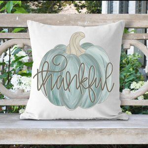 New Fall Pillow Cover, Blue Pumpkin, 16x16", Autumn Home Decor